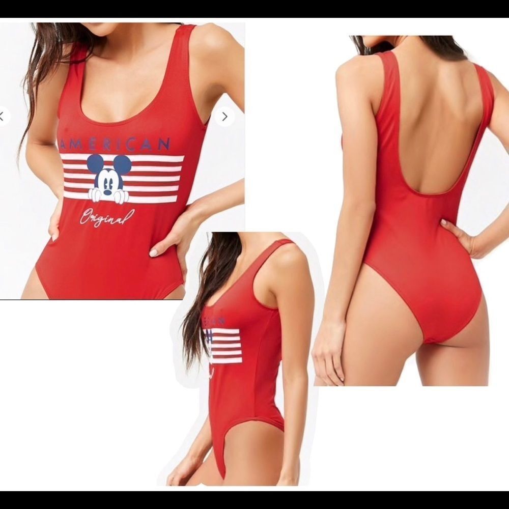 Disney American original Mickey Mouse red swimsuit